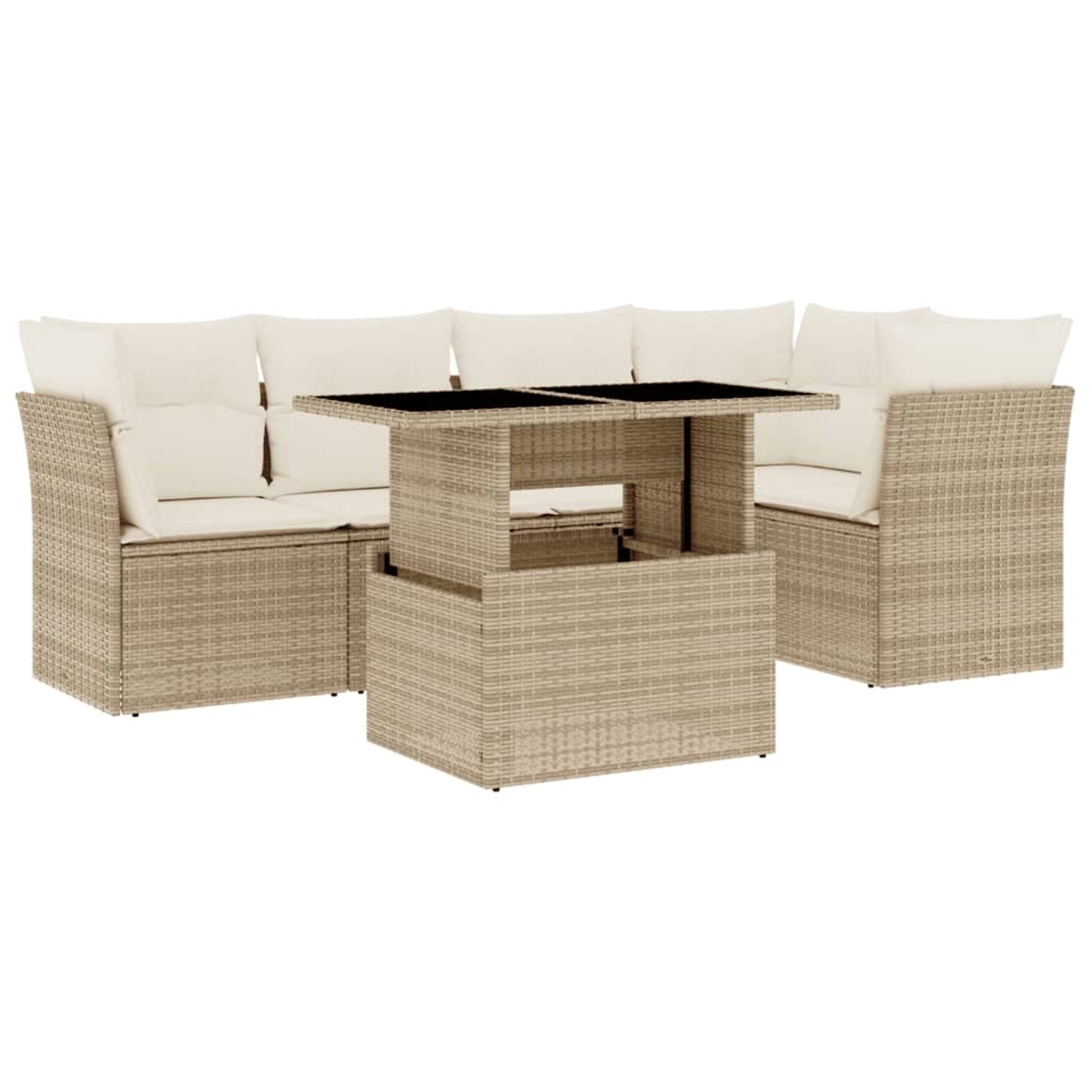 vidaXL 6-Tlg Garten-Sofagarnitur mit Kissen Beige Poly Rattan 3266568 günstig online kaufen