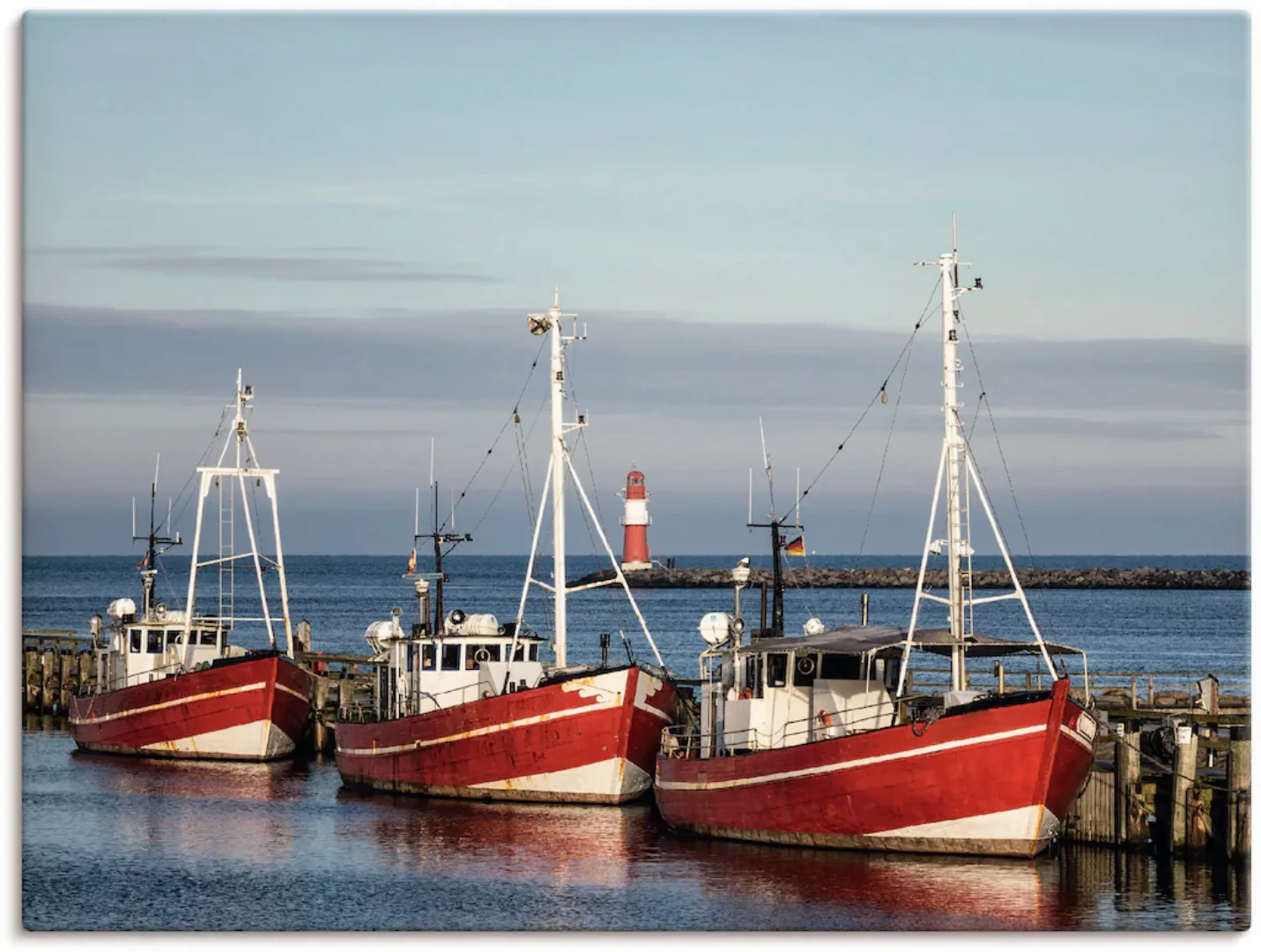 Artland Leinwandbild »Fischerboote und Mole in Warnemünde«, Boote & Schiffe günstig online kaufen