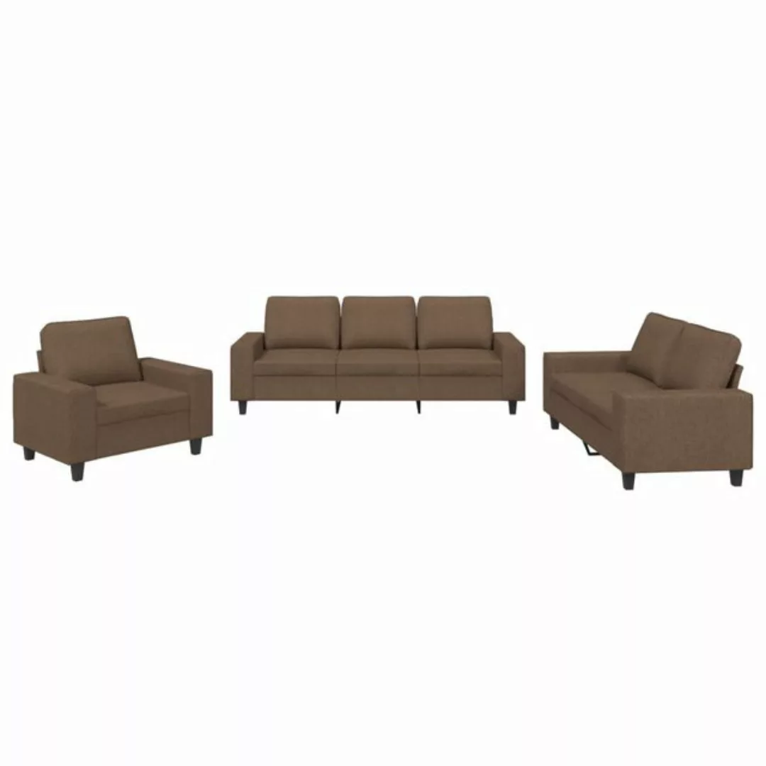 vidaXL Sofa, 3-tlg. Sofagarnitur Braun Stoff günstig online kaufen