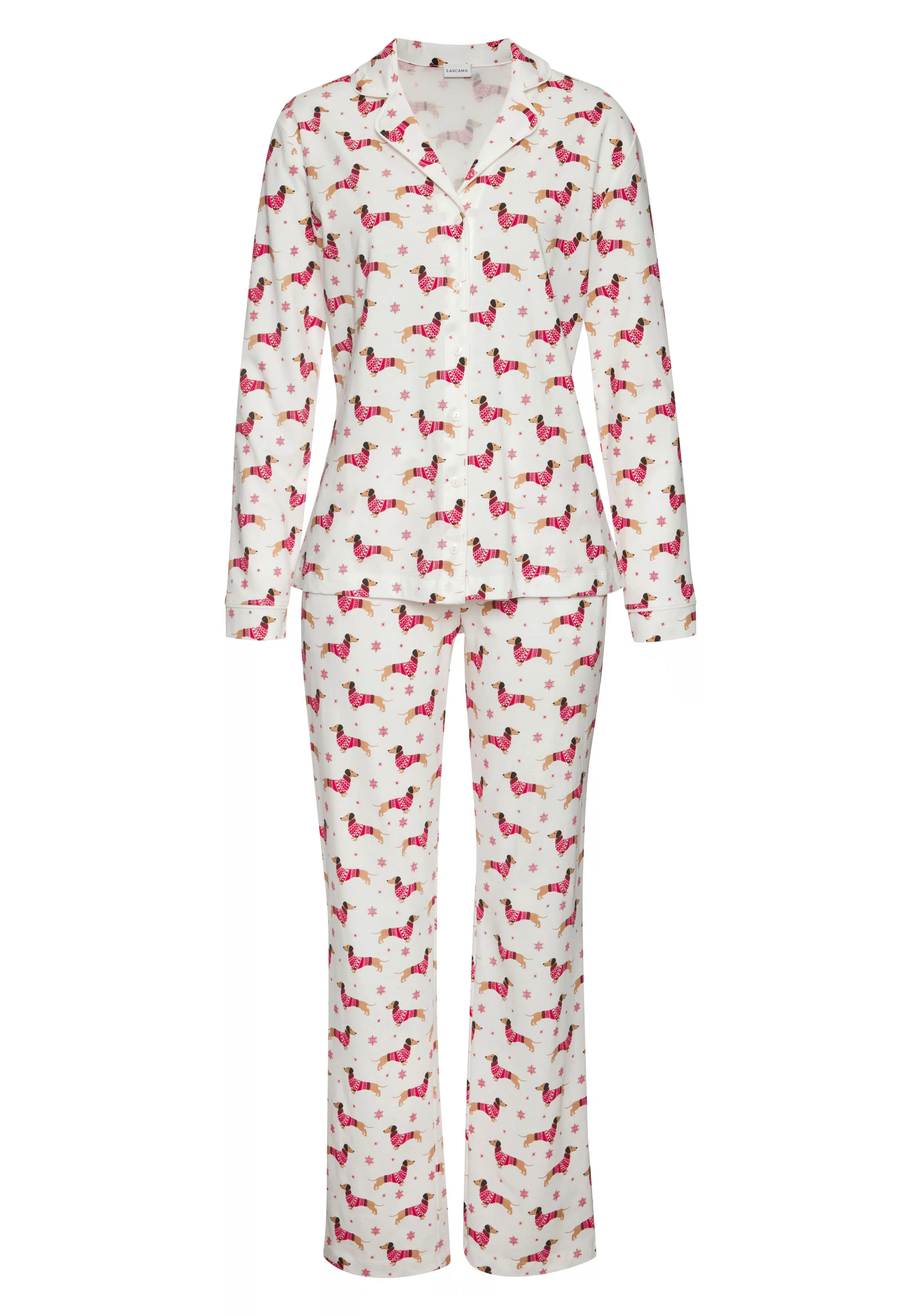 LASCANA Pyjama, (Set, 2 tlg.), mit Alloverprint günstig online kaufen