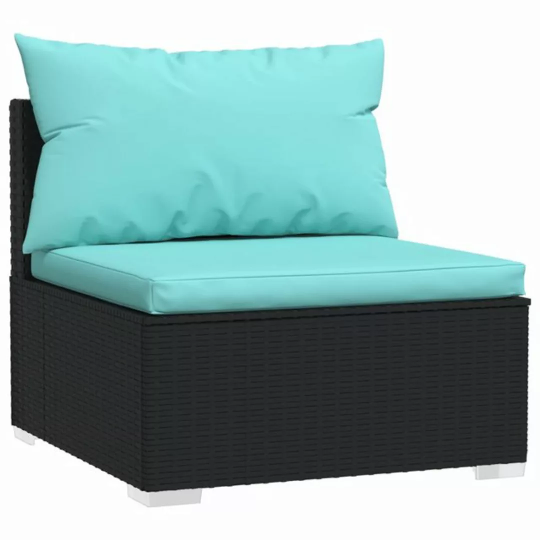 Vidaxl Garten-mittelsofa Mit Kissen Schwarz Poly Rattan günstig online kaufen