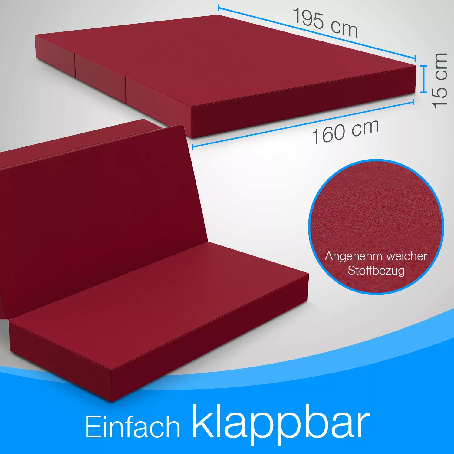 Bestschlaf Klappmatratze Gästematratze, 160x195x15 cm, rot günstig online kaufen