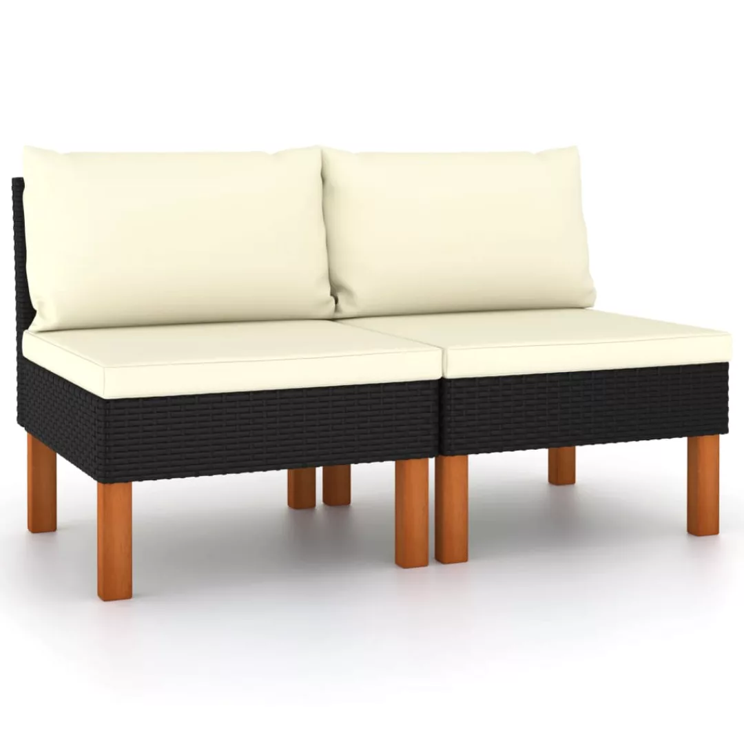 Mittelsofas 2 Stk. Poly Rattan Und Eukalyptus Massivholz günstig online kaufen