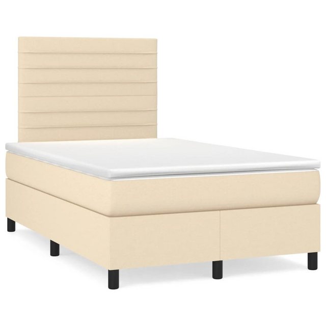 vidaXL Bettgestell Boxspringbett mit Matratze Creme 120x200 cm Stoff Bett B günstig online kaufen