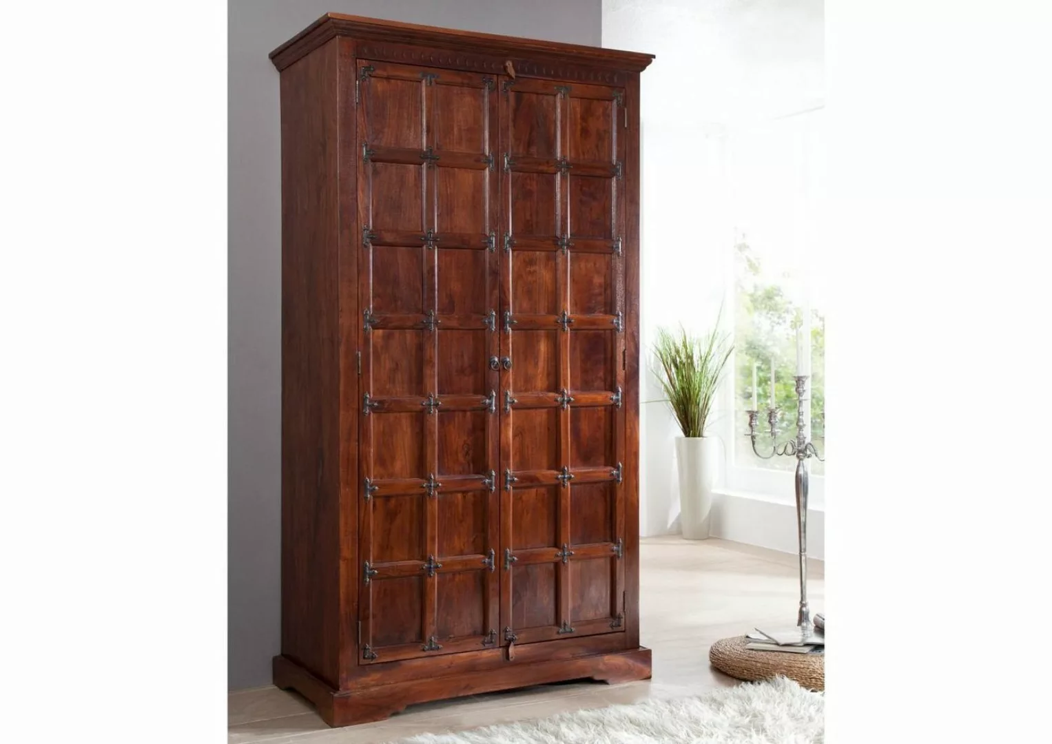 Massivmoebel24 Drehtürenschrank OXFORD (115x60x210 Akazie montiert, Wohnsch günstig online kaufen