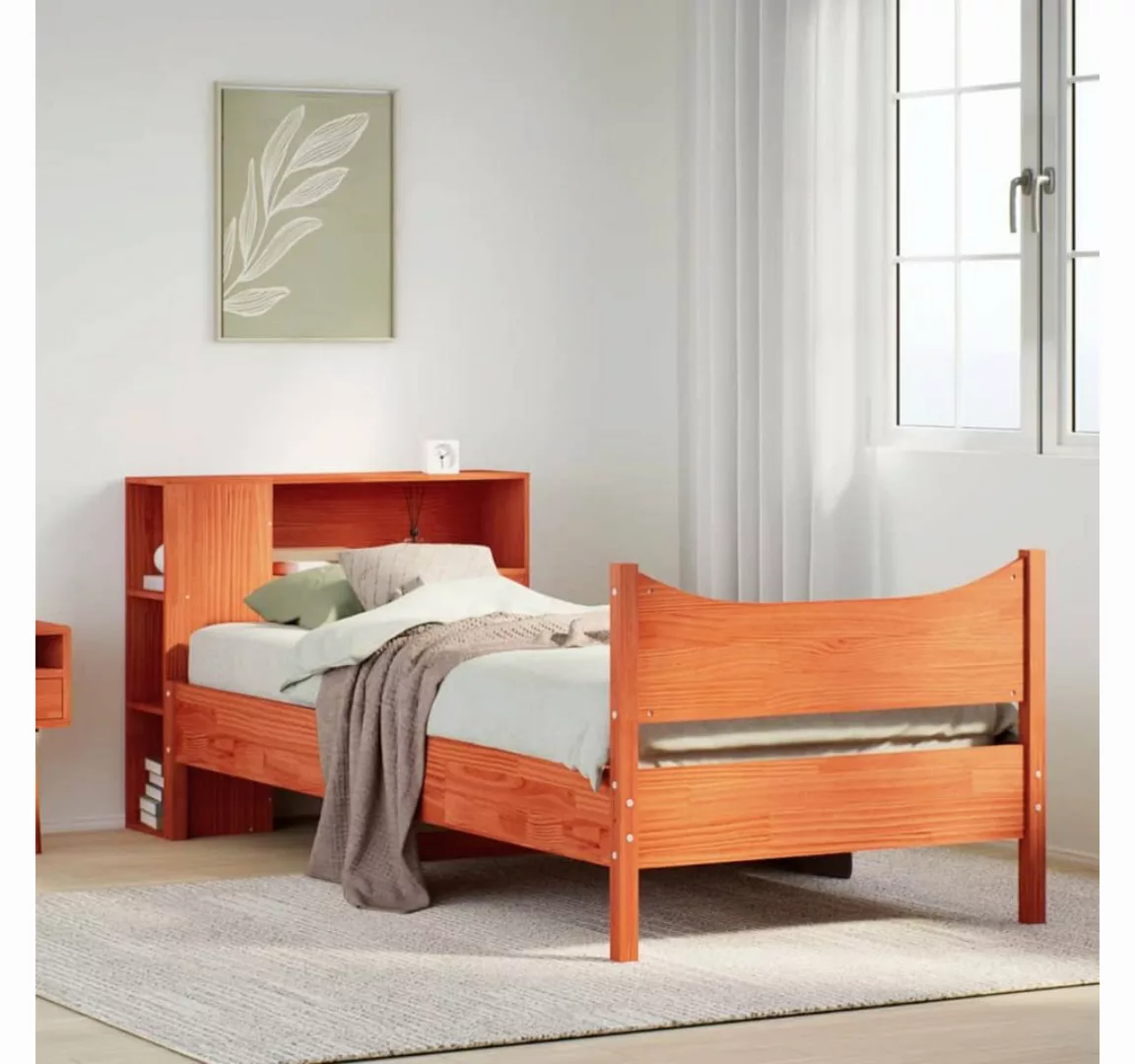 vidaXL Bett, Massivholzbett ohne Matratze Wachsbraun 90x190 cm Kiefernholz günstig online kaufen