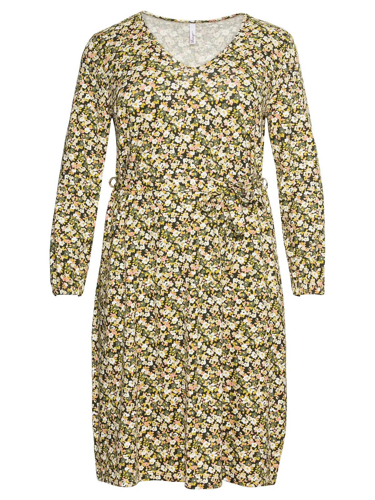 Sheego Jerseykleid "Große Größen", mit Millefleurs-Druck und V-Ausschnitt günstig online kaufen