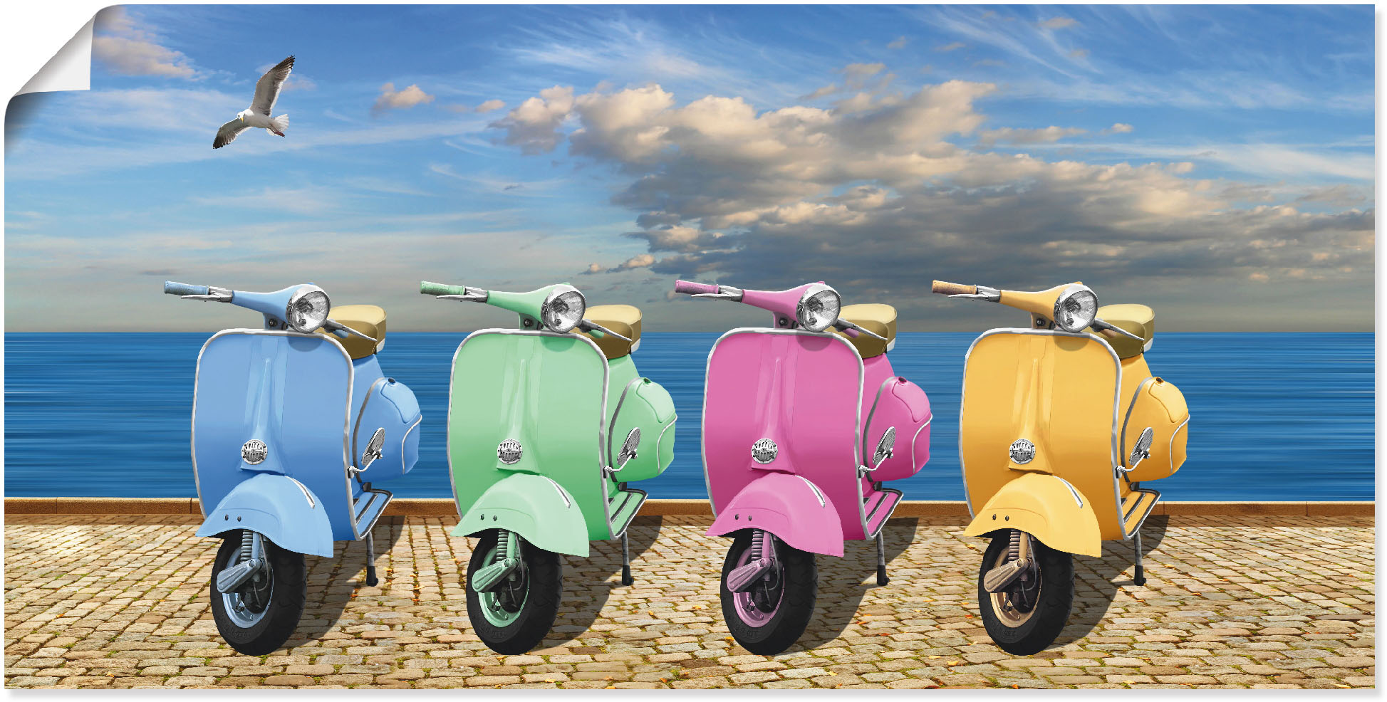 Artland Wandbild »Vespa-Roller in bunten Farben«, Motorräder & Roller, (1 S günstig online kaufen
