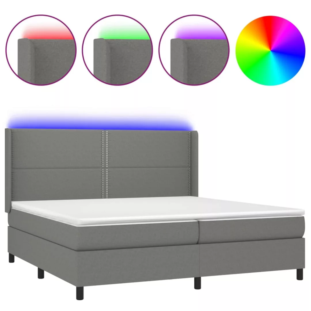 Vidaxl Boxspringbett Mit Matratze & Led Dunkelgrau 200x200 Cm Stoff günstig online kaufen