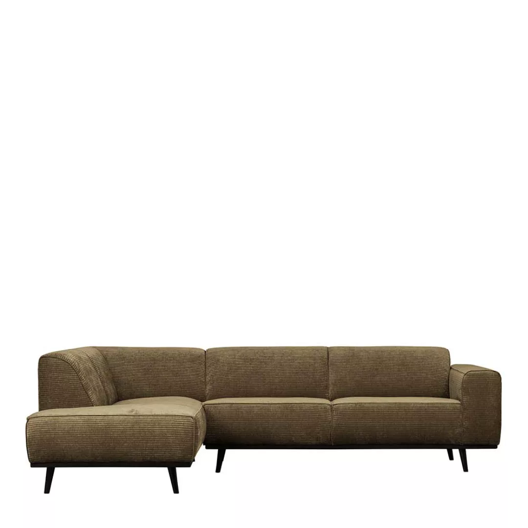 XL Ecksofa in Hellbraun & Schwarz Rippen Strukturstoff günstig online kaufen