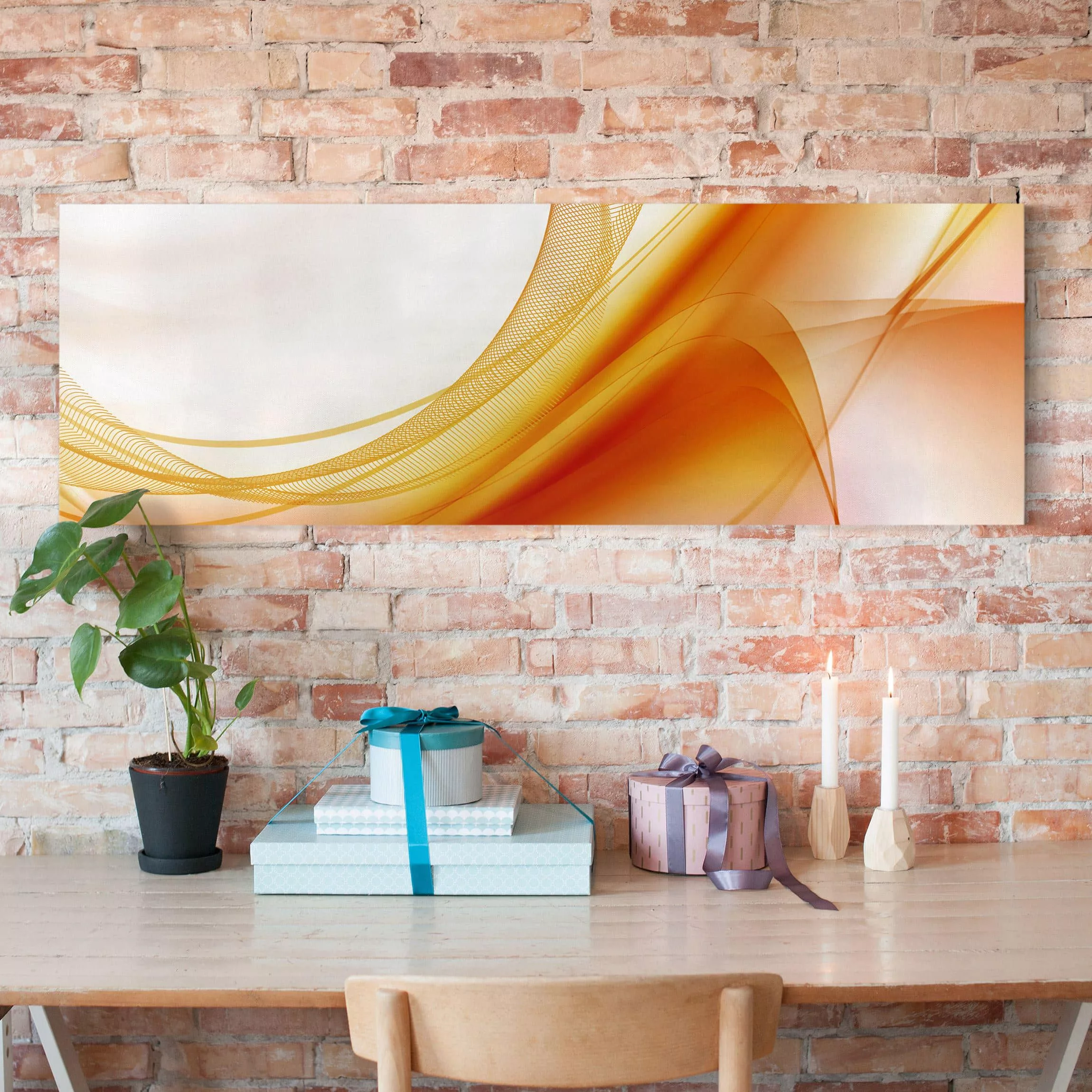 Leinwandbild Abstrakt - Panorama Orange Dust günstig online kaufen