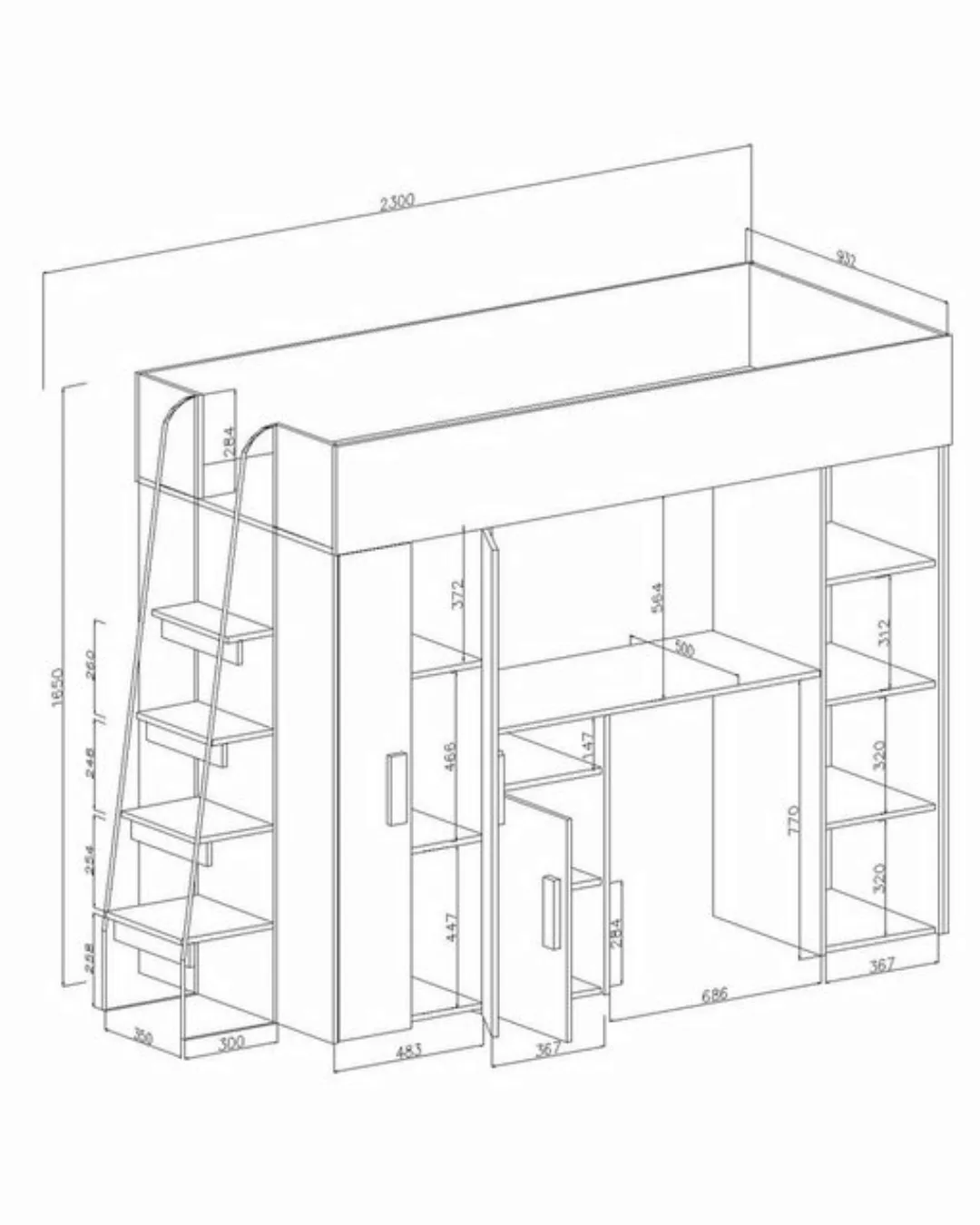 Unique Home Hochbett Kinderbett,PAR 15, Hochbett mit Schreibtisch und Schra günstig online kaufen