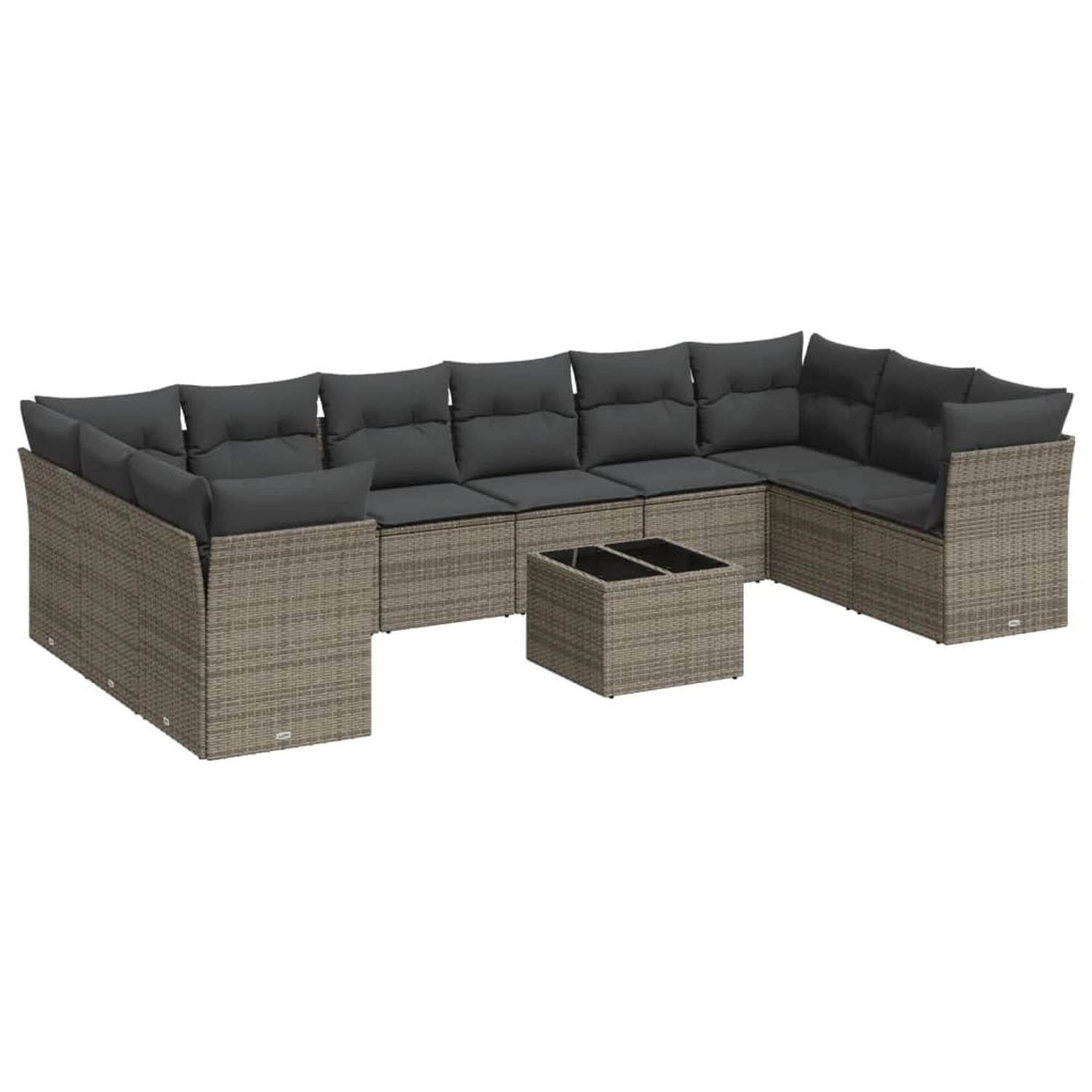 vidaXL 11-Tlg Garten-Sofagarnitur mit Kissen Grau Poly Rattan 3218210 günstig online kaufen