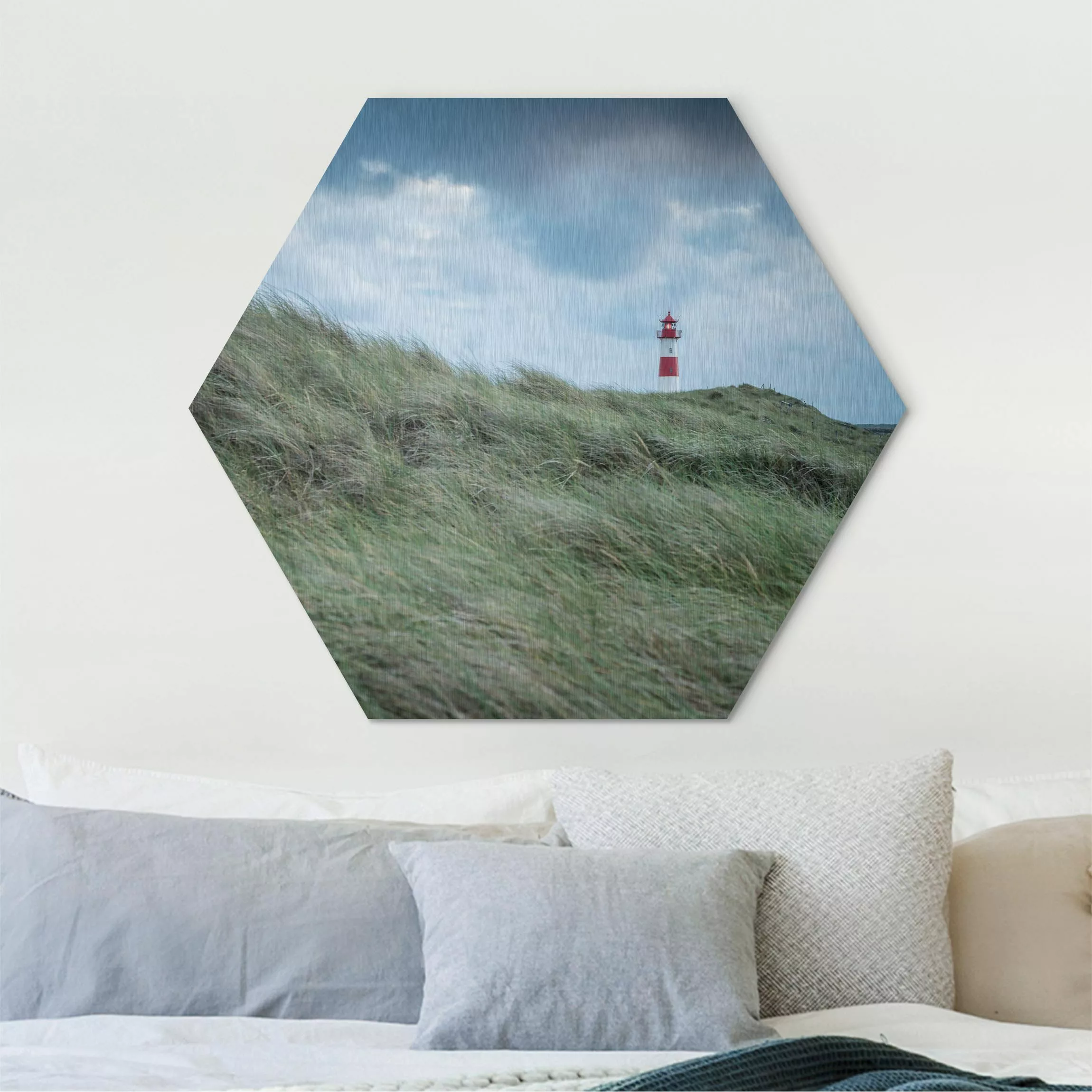 Hexagon-Alu-Dibond Bild Stürmische Zeiten am Leuchtturm günstig online kaufen