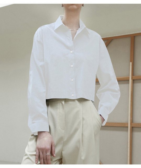 RUZU UG Blusentop Shirtbluse Damen-Freizeithemd mit Kurzer Taille günstig online kaufen