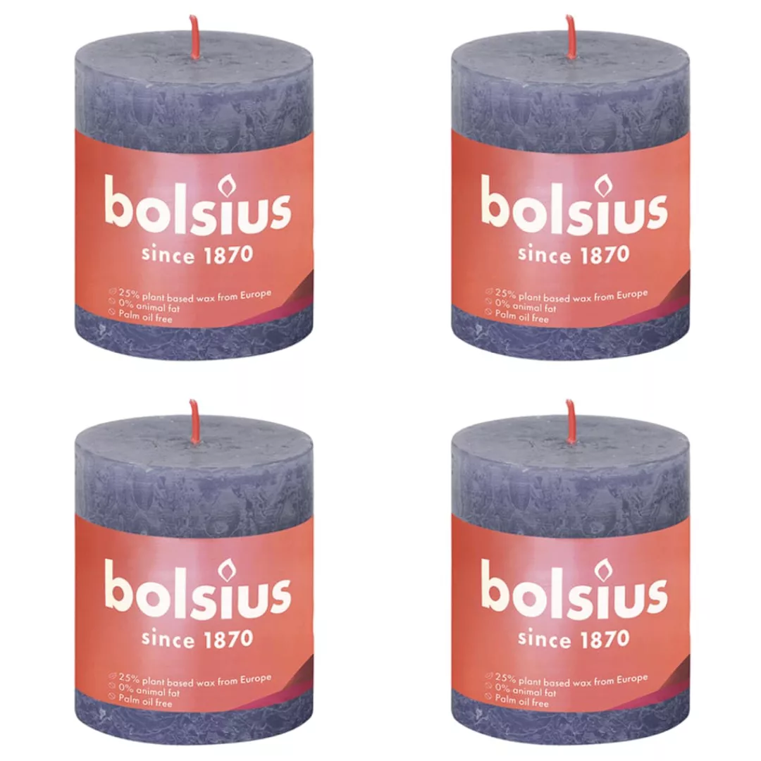 Bolsius Rustikale Stumpenkerzen Shine 4 Stk. 80x68 Mm Dämmerungsblau günstig online kaufen