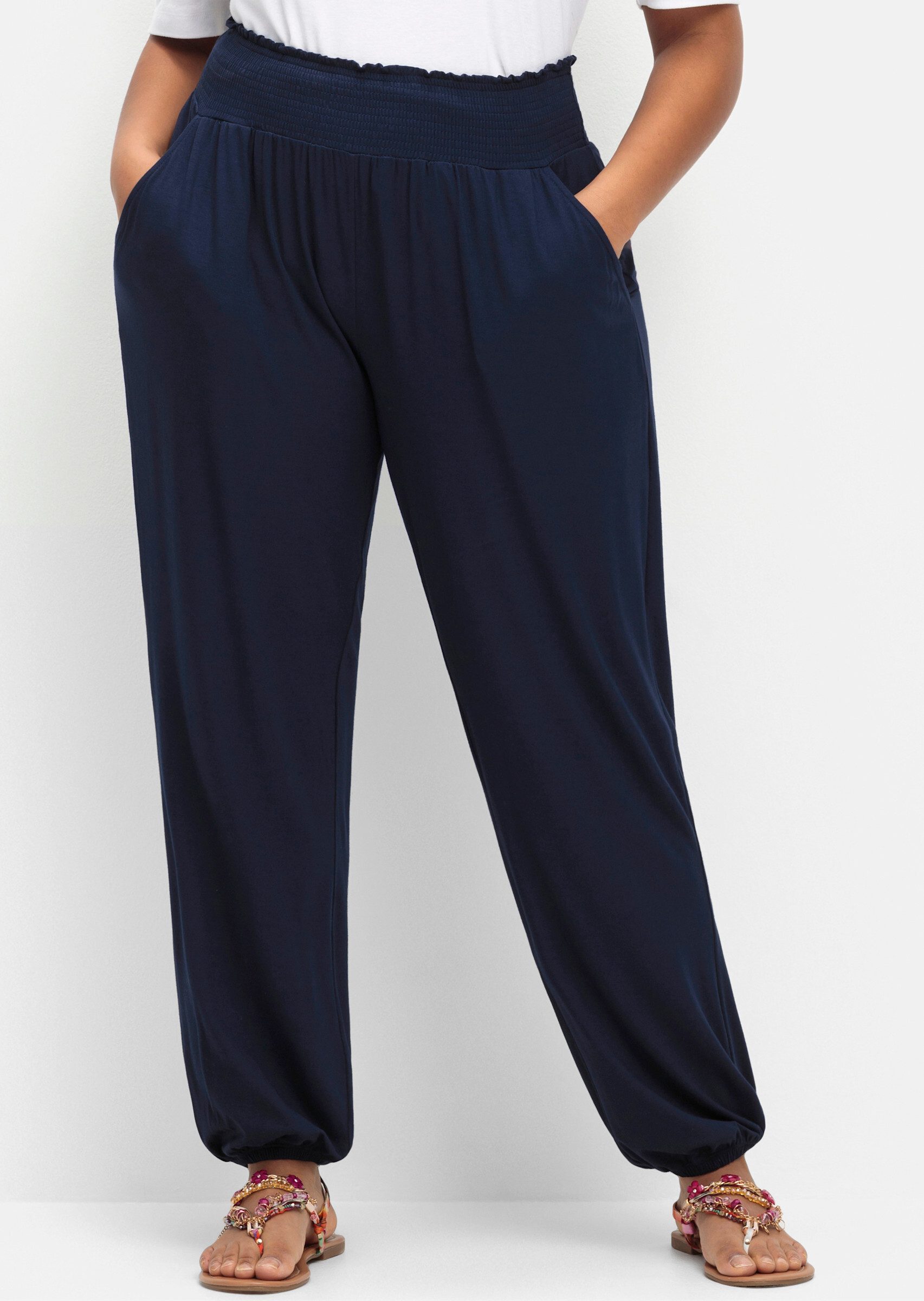 Sheego Jerseyhose Jerseyhose Innenbeinlänge ca. 79 günstig online kaufen