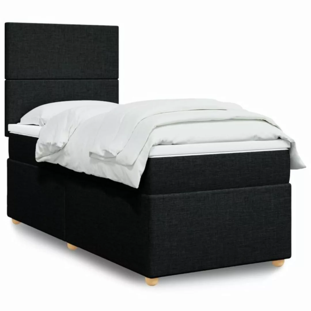 vidaXL Boxspringbett, Boxspringbett mit Matratze Schwarz 80x200 cm Stoff günstig online kaufen