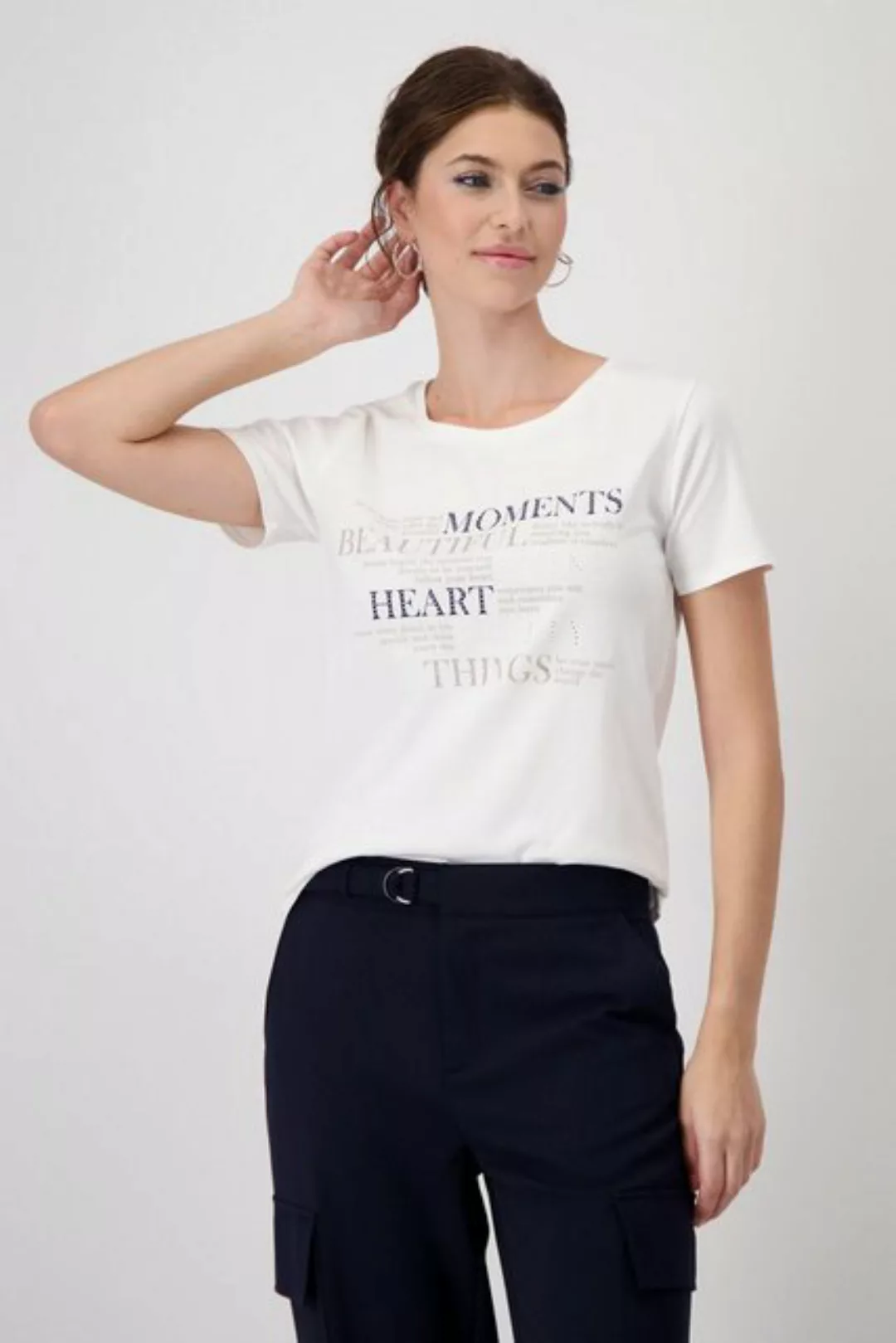 Monari T-Shirt mit Strasssteinen günstig online kaufen