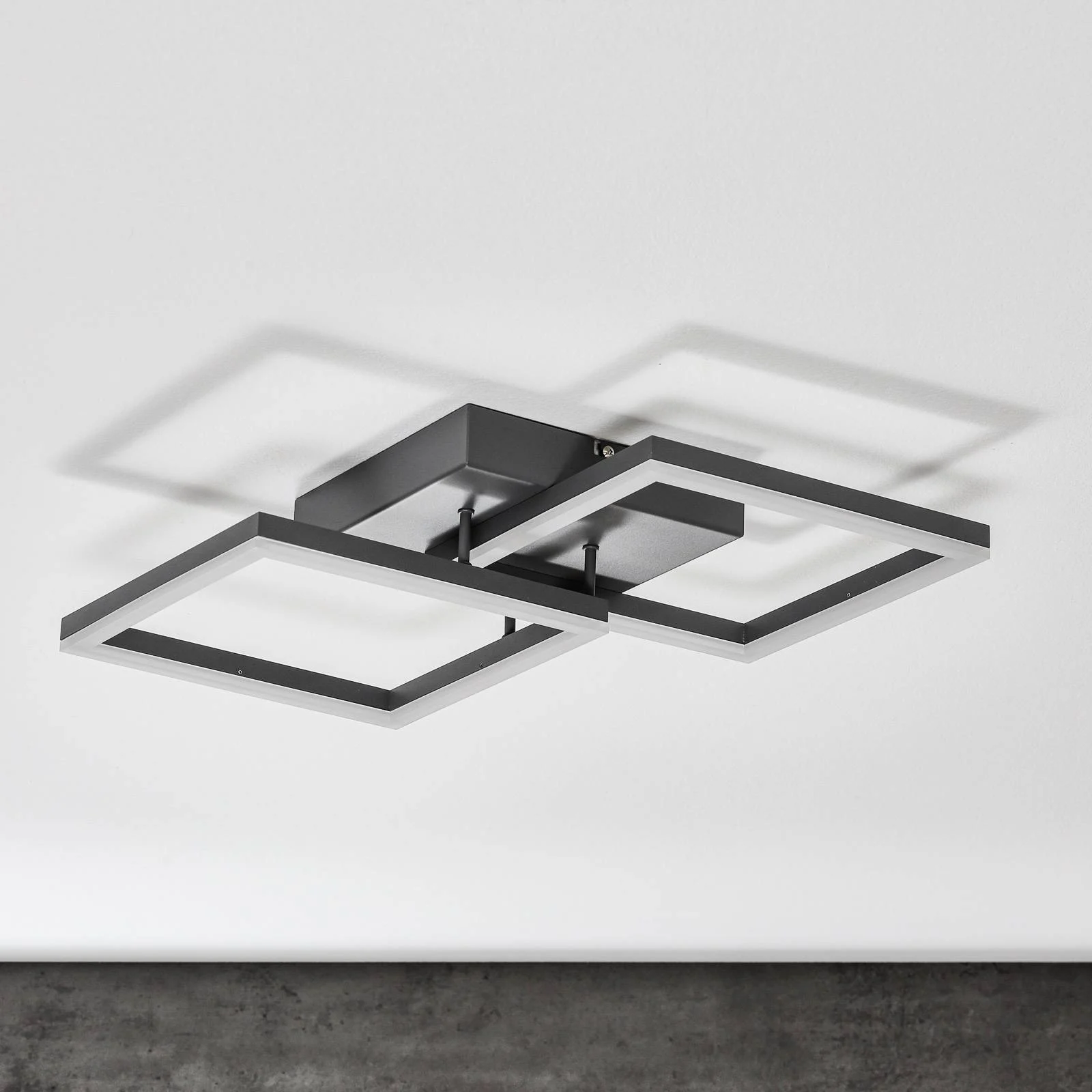 LED-Deckenleuchte Bard 45x45 cm 2fl., anthrazit günstig online kaufen