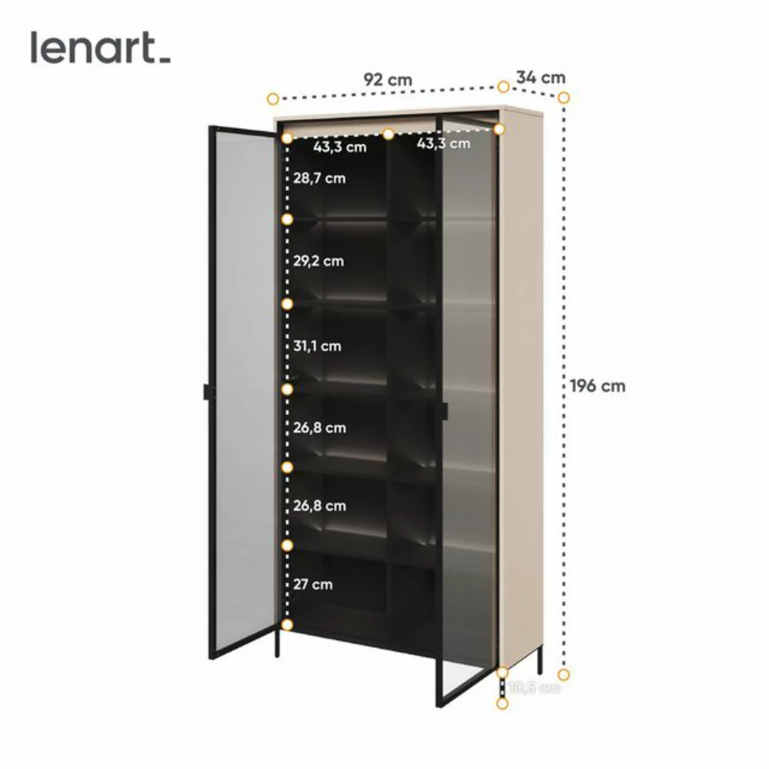 Friderik-EU Glasvitrine Trend TR-07 Vitrine Glas zweitürige mit Regalen und günstig online kaufen