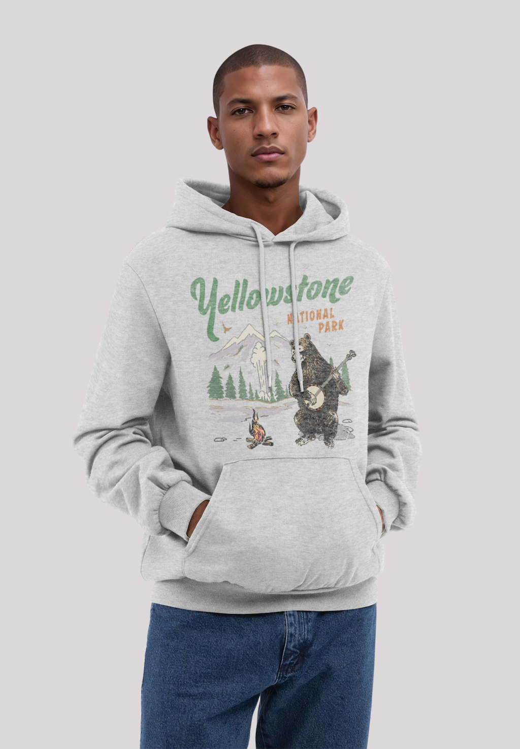 F4NT4STIC Kapuzenpullover "US National Parks Yellowstone Bear Playing Banjo günstig online kaufen