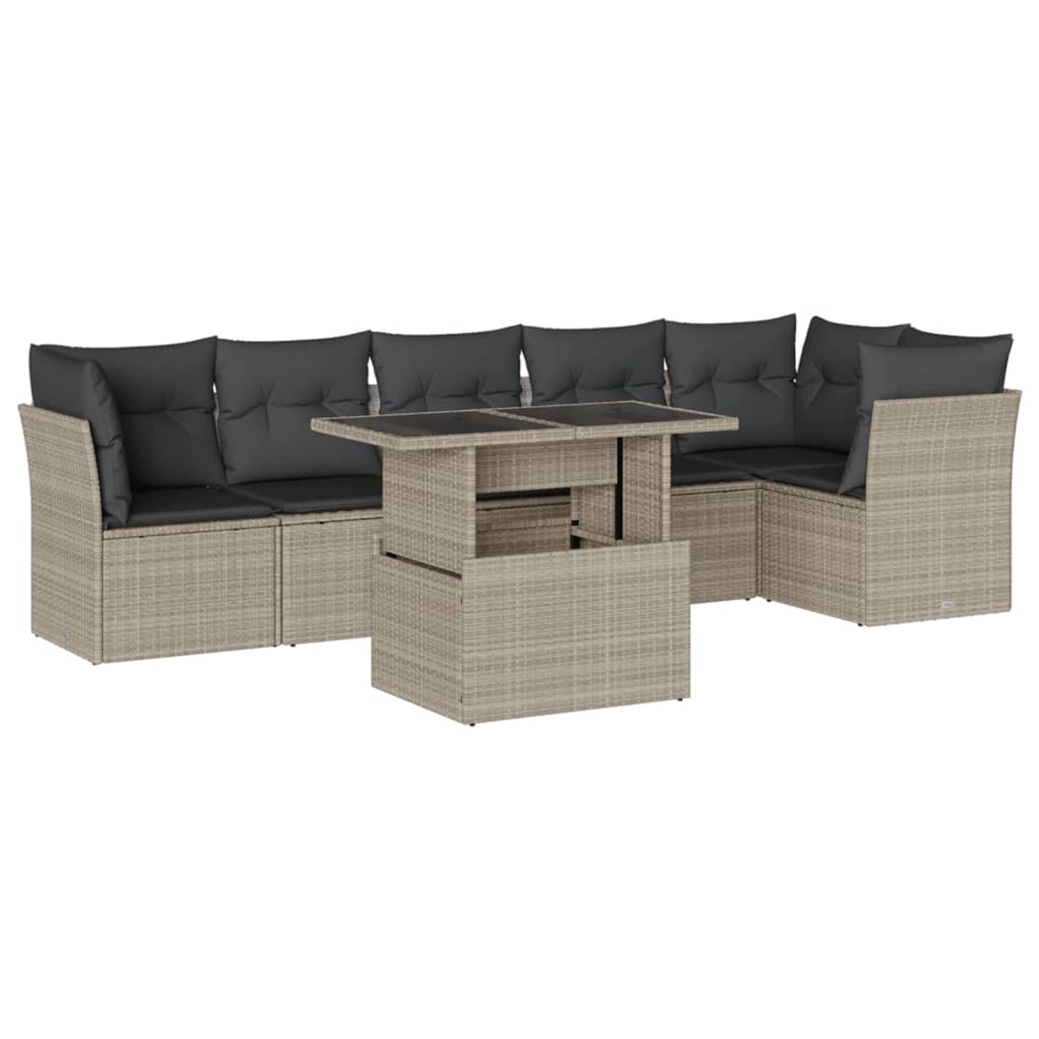 vidaXL 7-Tlg Garten-Sofagarnitur mit Kissen Hellgrau Poly Rattan 3266602 günstig online kaufen