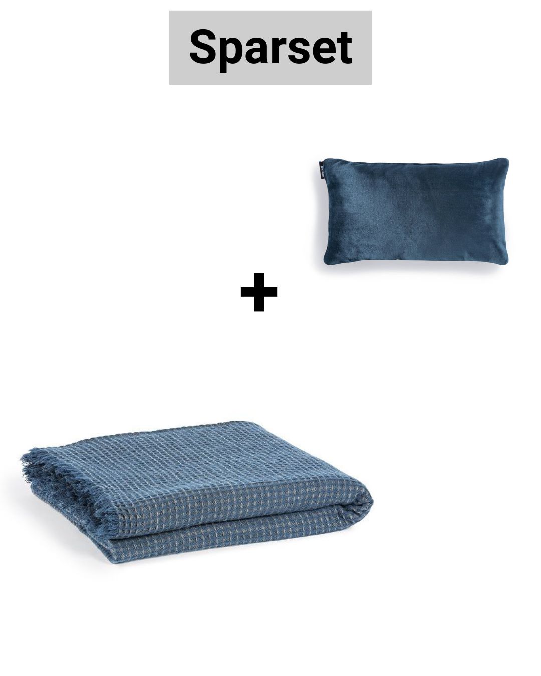 Sparset Plaid / Kuscheldecke Selene blau + Kissen günstig online kaufen