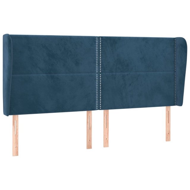 vidaXL Bett, Kopfteil mit Ohren Dunkelblau 203x23x118/128 cm Samt günstig online kaufen