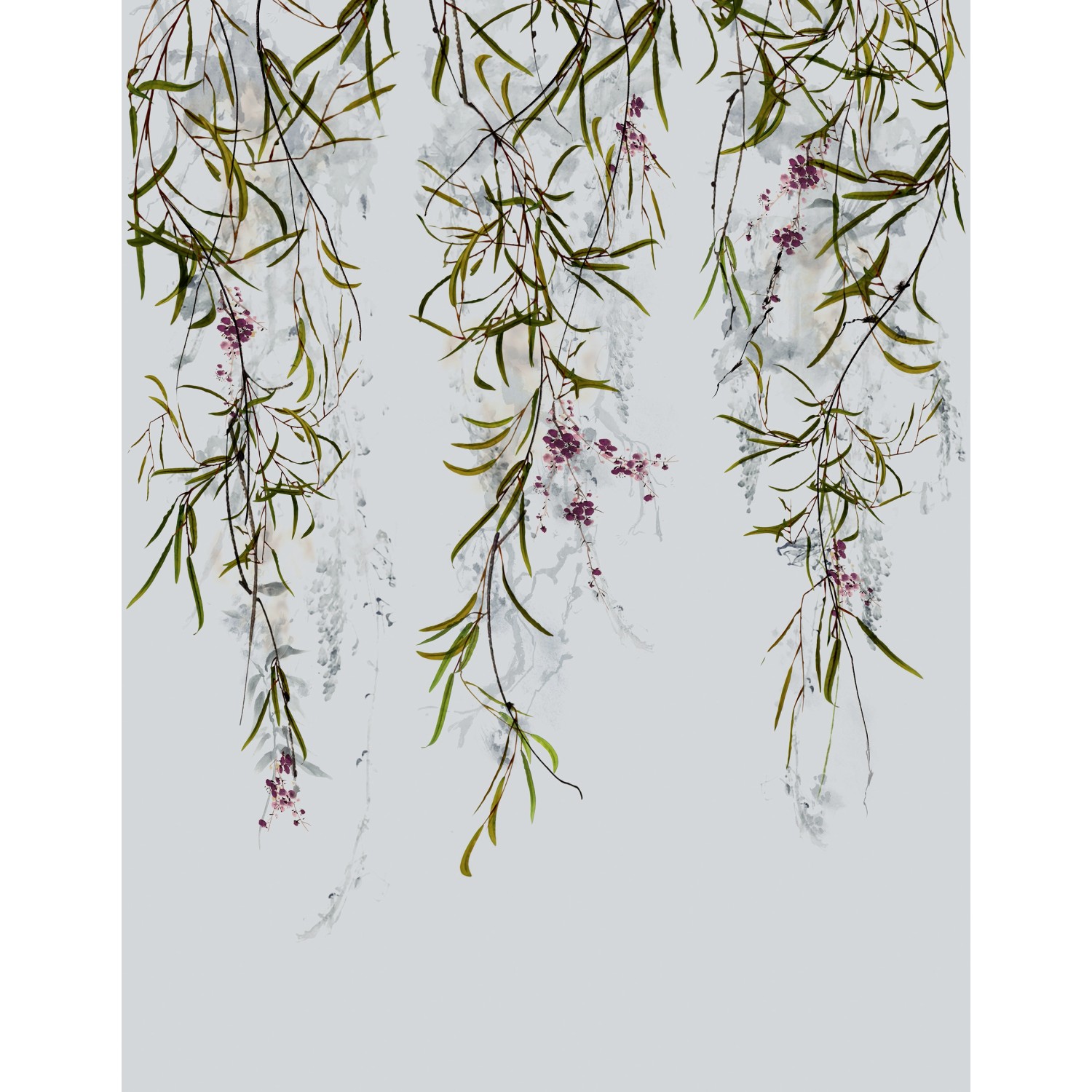 Marburg Vliestapete Blumen Crushed-Optik Modern 270 cm x 210 cm Grau günstig online kaufen