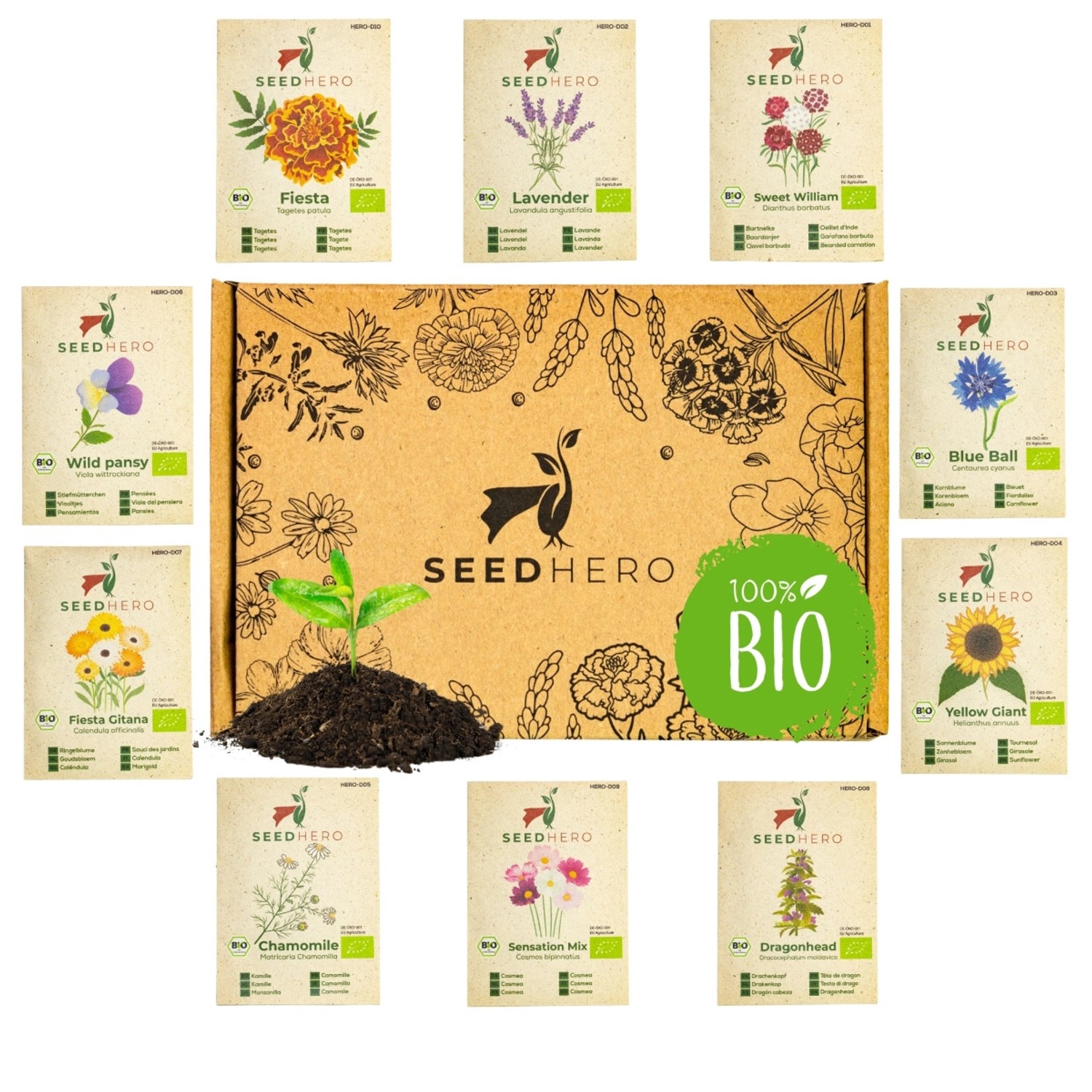 Seedhero BIO Essbare Blüten Blumensamen Set Mit 10 Sorten günstig online kaufen