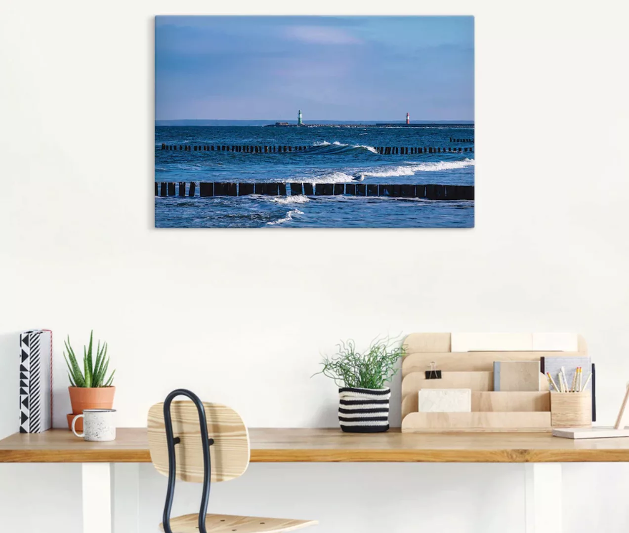 Artland Wandbild "Mole und Buhnen in Warnemünde II", Meer Bilder, (1 St.), günstig online kaufen