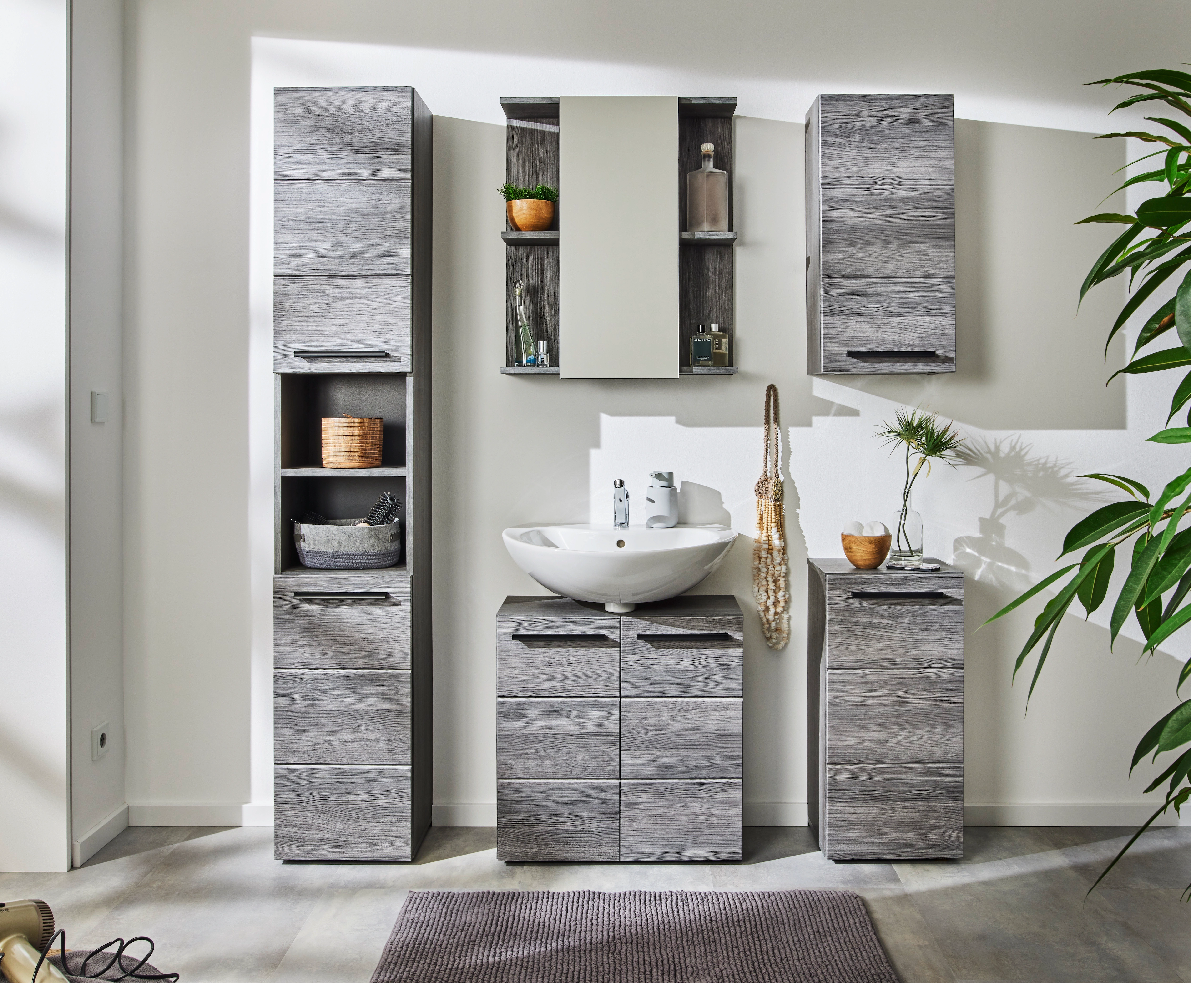 BASIC by Balculina Hochschrank "Silver,Badezimmerschrank BxHxT 34x190x30", günstig online kaufen