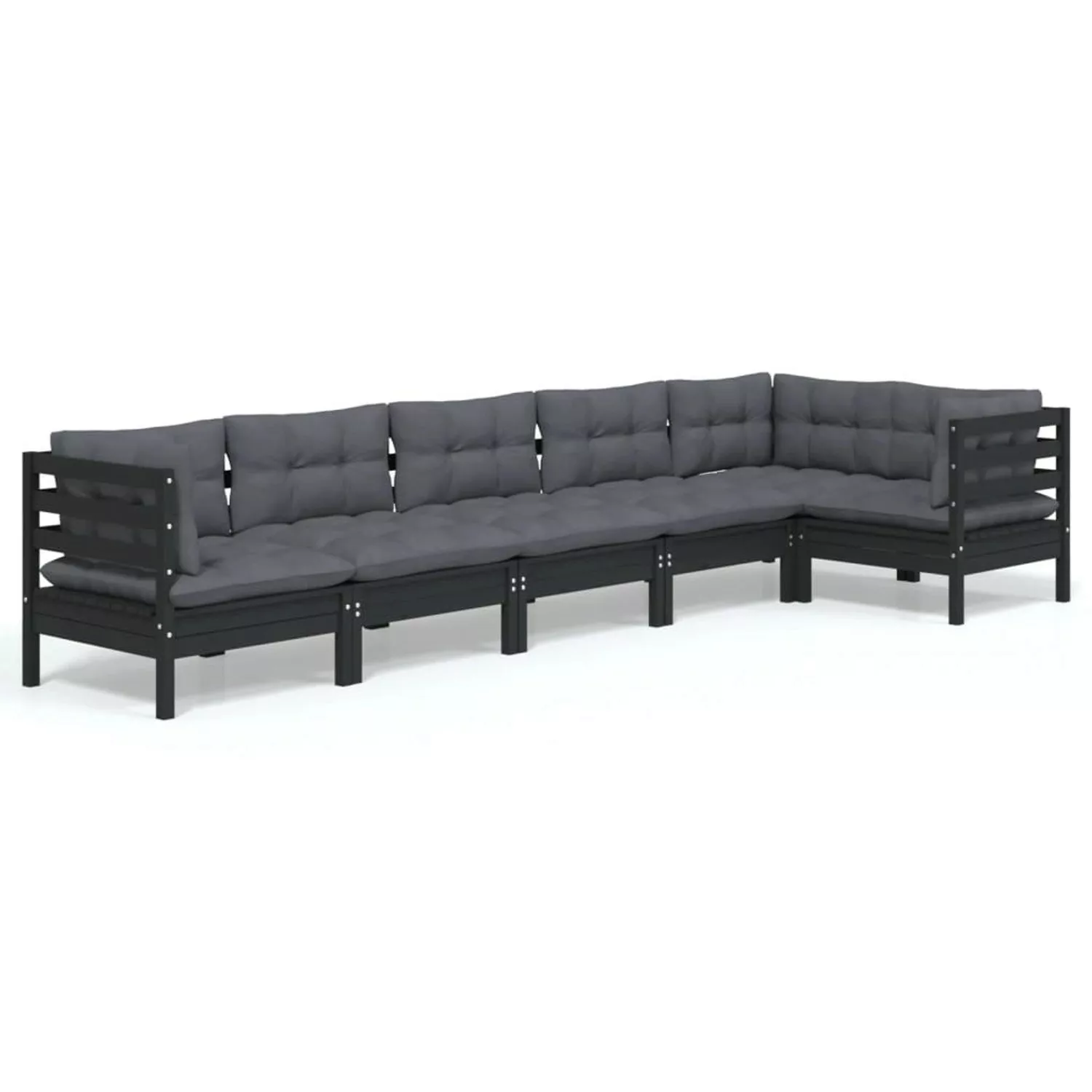 vidaXL 6-tlg Garten-Lounge-Set mit Kissen Schwarz Kiefernholz Modell 5 günstig online kaufen