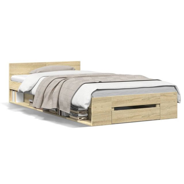 vidaXL Bett Bettgestell mit Schublade Sonoma-Eiche 75x190 cm Holzwerkstoff günstig online kaufen