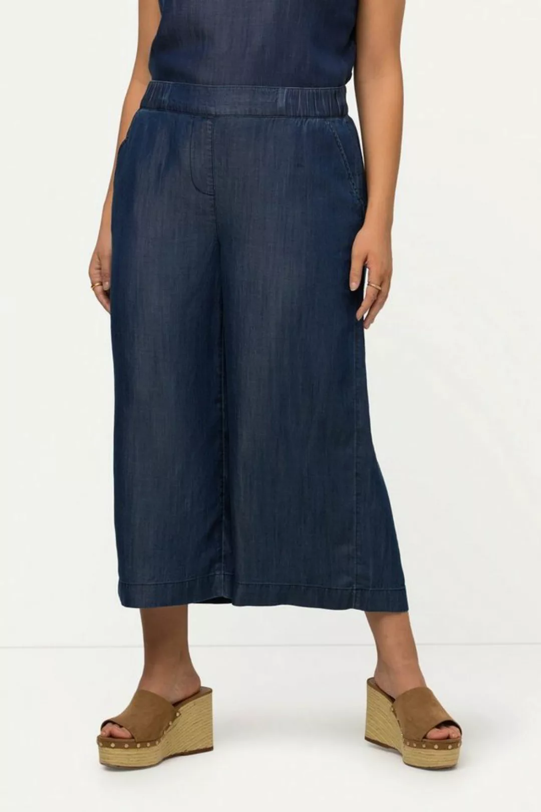 Ulla Popken Culotte Lyocell-Culotte Jeansoptik Komfortbund Marleneform günstig online kaufen