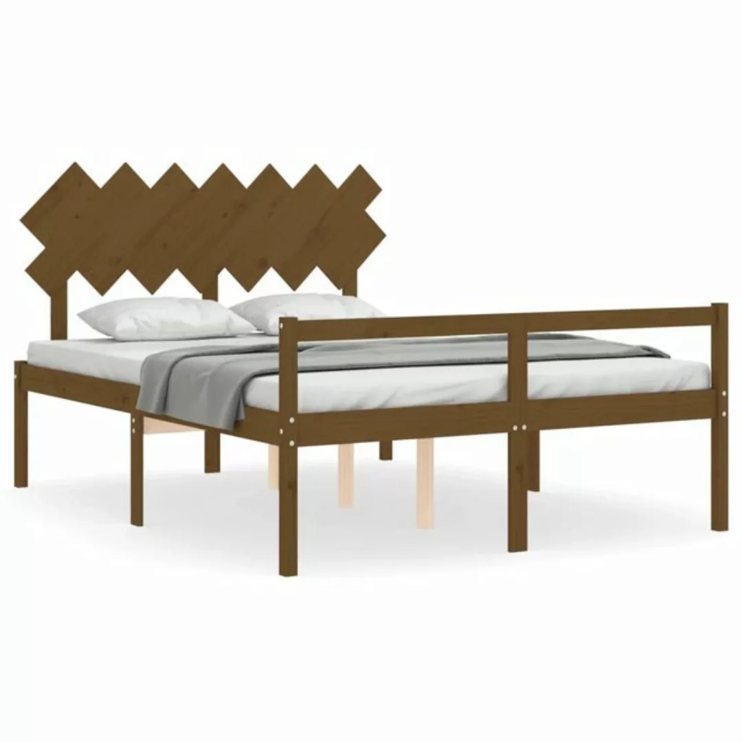 vidaXL Bett Seniorenbett mit Kopfteil Honigbraun Kingsize Massivholz günstig online kaufen