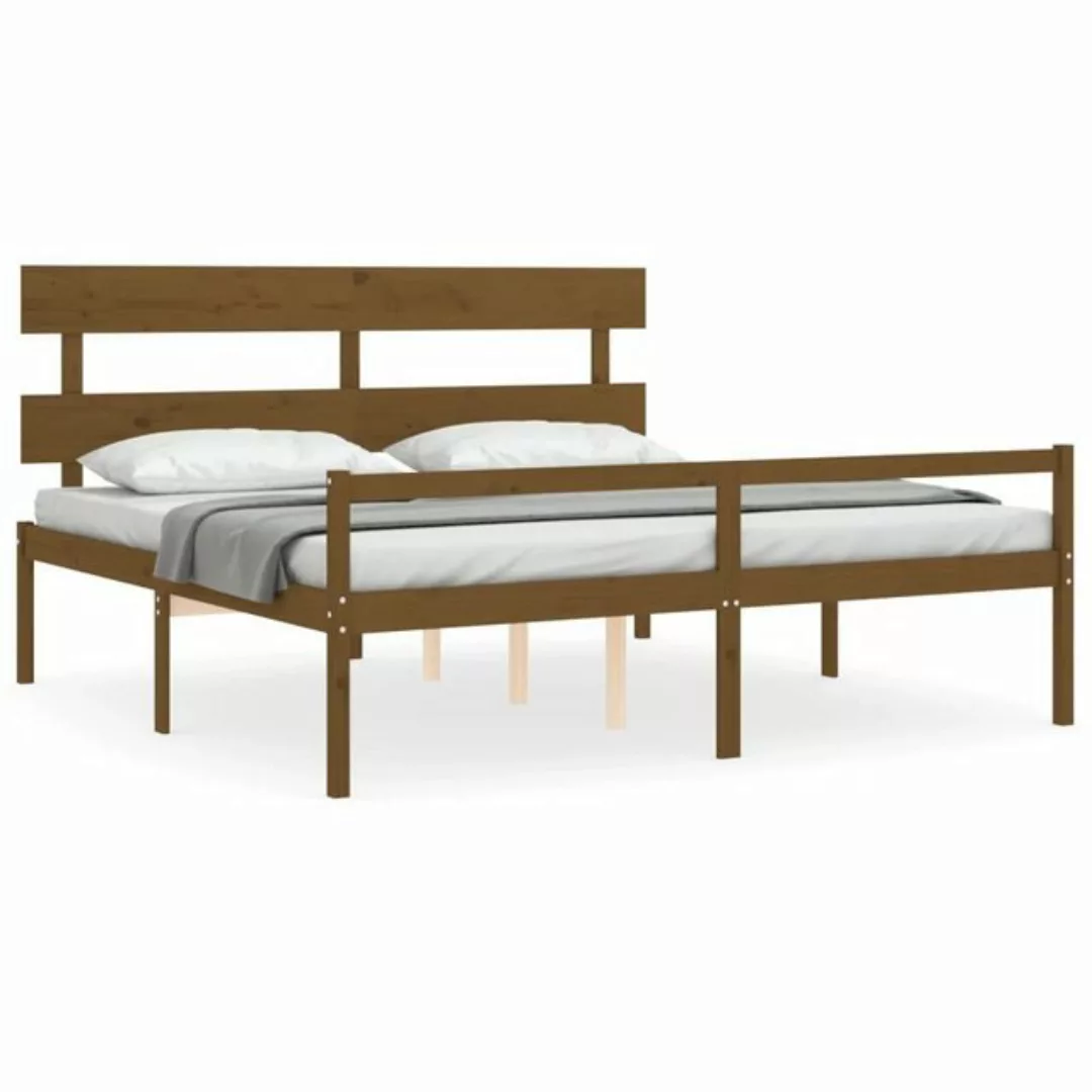 furnicato Bett Seniorenbett mit Kopfteil 200x200 cm Honigbraun Massivholz günstig online kaufen