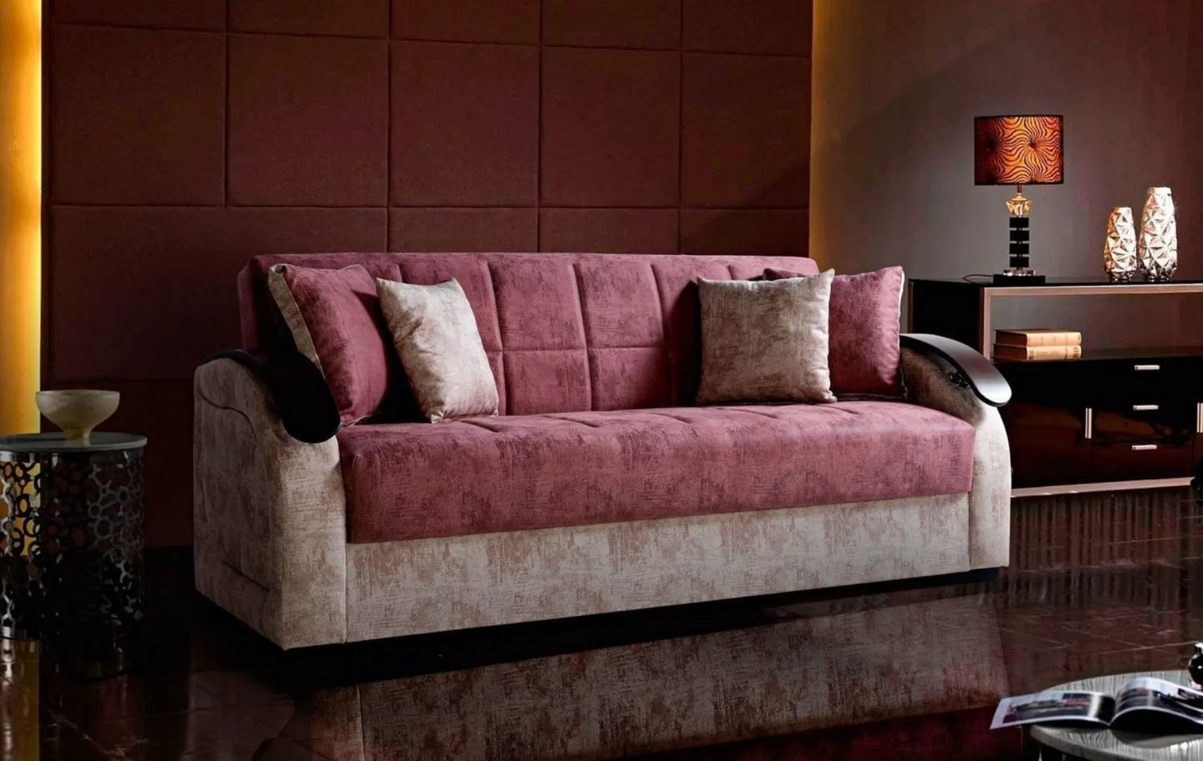 JVmoebel Sofa Rosa Modernes Sofa 3 Sitzer Relax Sofa Luxus 3er Sofa Wohnzim günstig online kaufen
