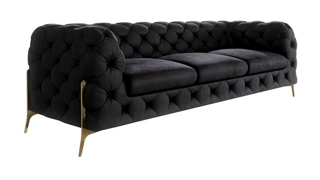 S-Style Möbel Chesterfield-Sofa 3-Sitzer Ashley mit Goldene Metall Füßen, m günstig online kaufen