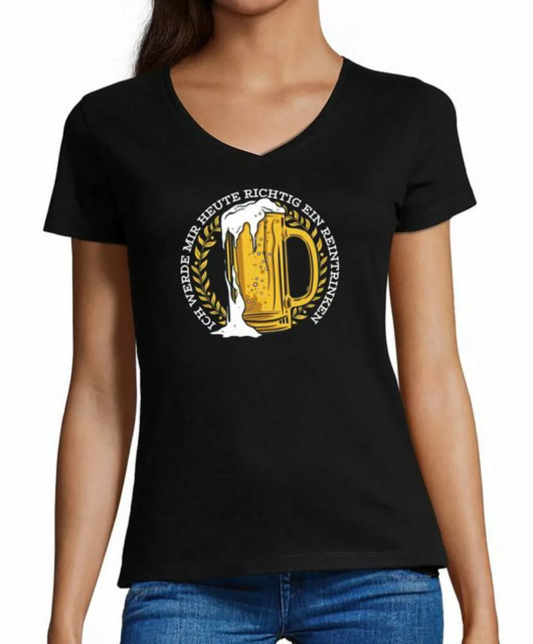 MyDesign24 T-Shirt Damen Oktoberfest T-Shirt - Mass Bier mit Spruch V-Aussc günstig online kaufen