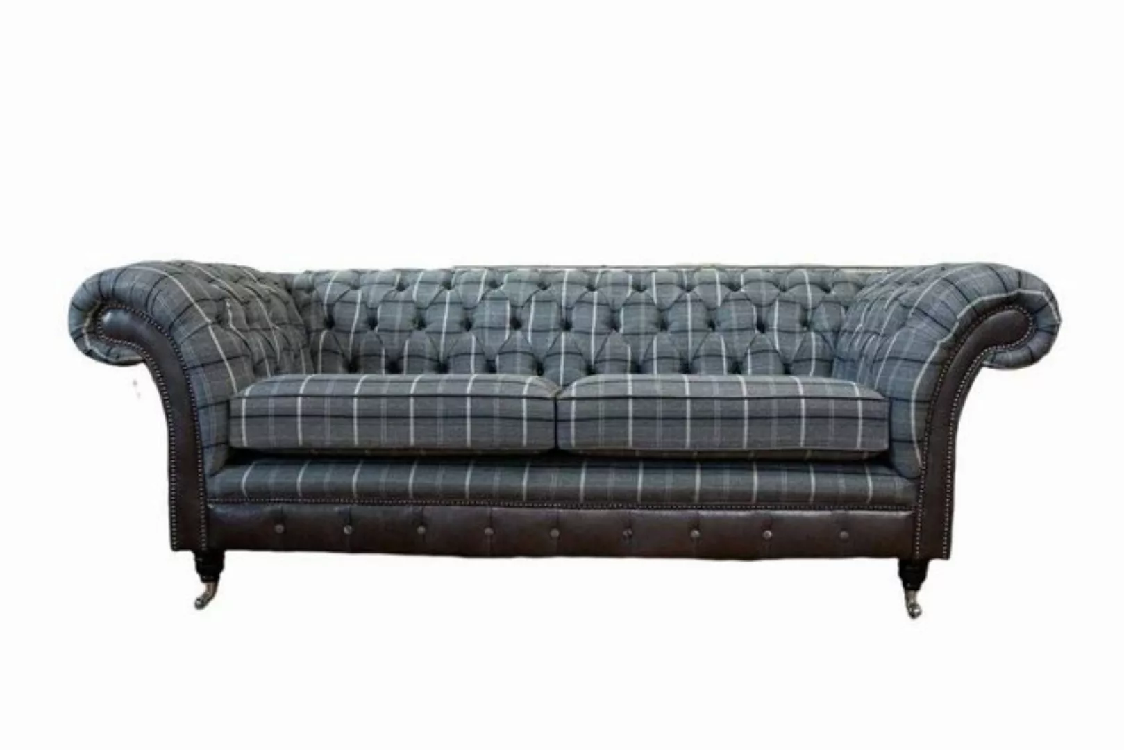 JVmoebel Sofa Designer Grauer Chesterfield Dreisitzer Polster Couch 3-Sitze günstig online kaufen