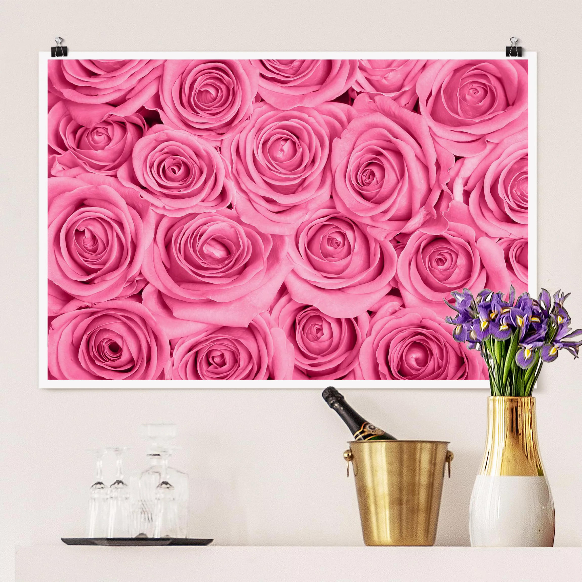 Poster Blumen - Querformat Rosa Rosen günstig online kaufen