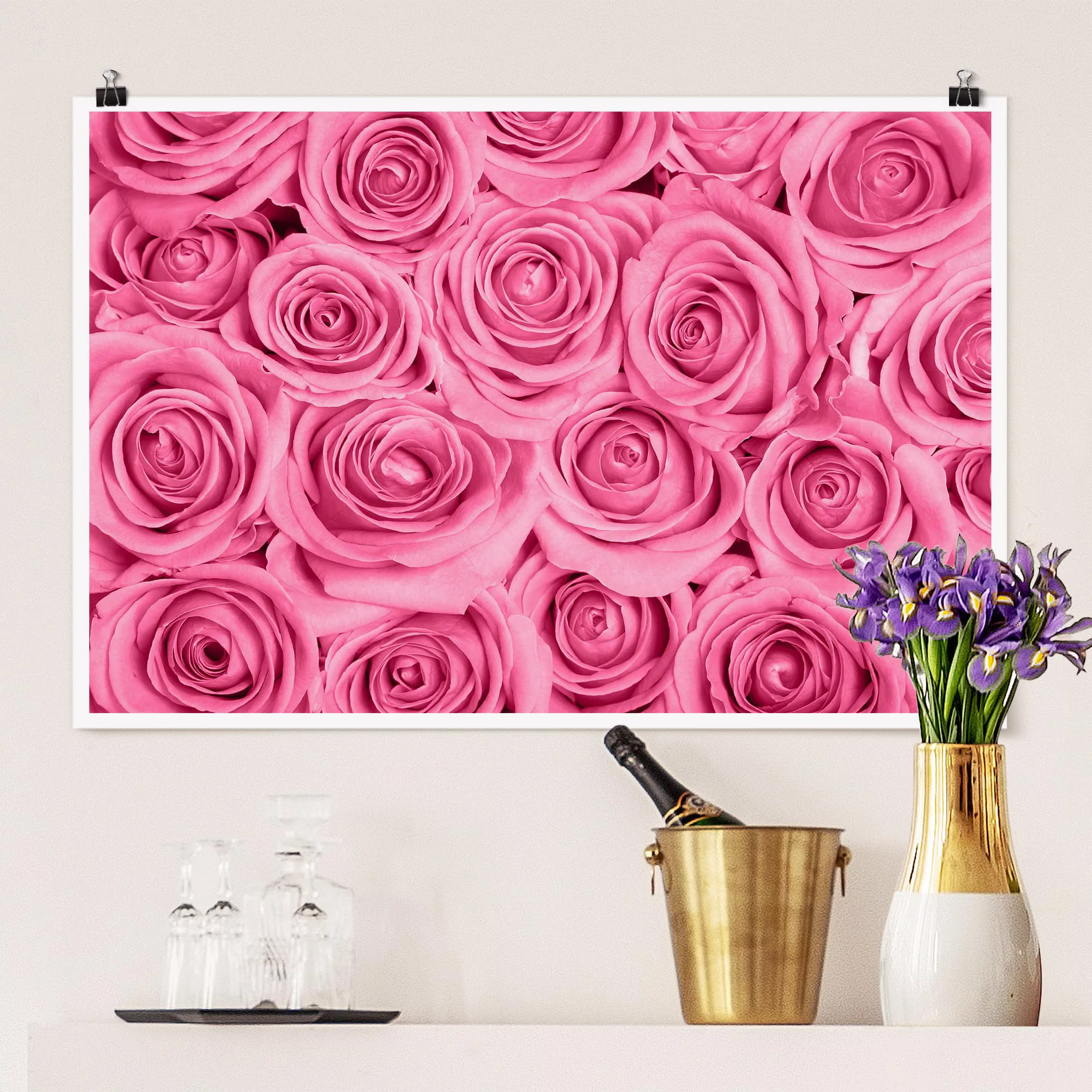 Poster - Querformat Rosa Rosen günstig online kaufen