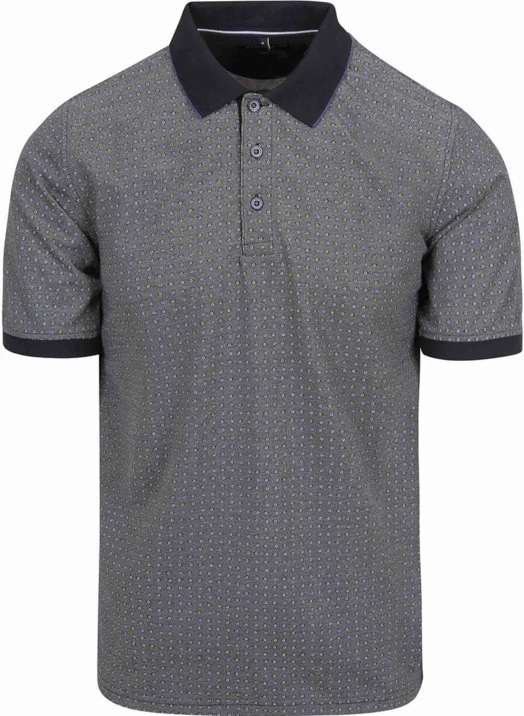 Casa Moda Poloshirt Druck Grau Blau - Größe M günstig online kaufen