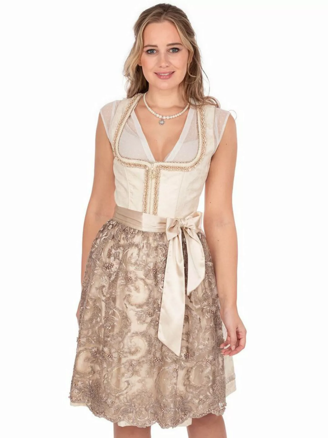 KRÜGER MADL & BUAM Trachtenkleid Midi Dirndl 2tlg. 60cm 416966 natur günstig online kaufen