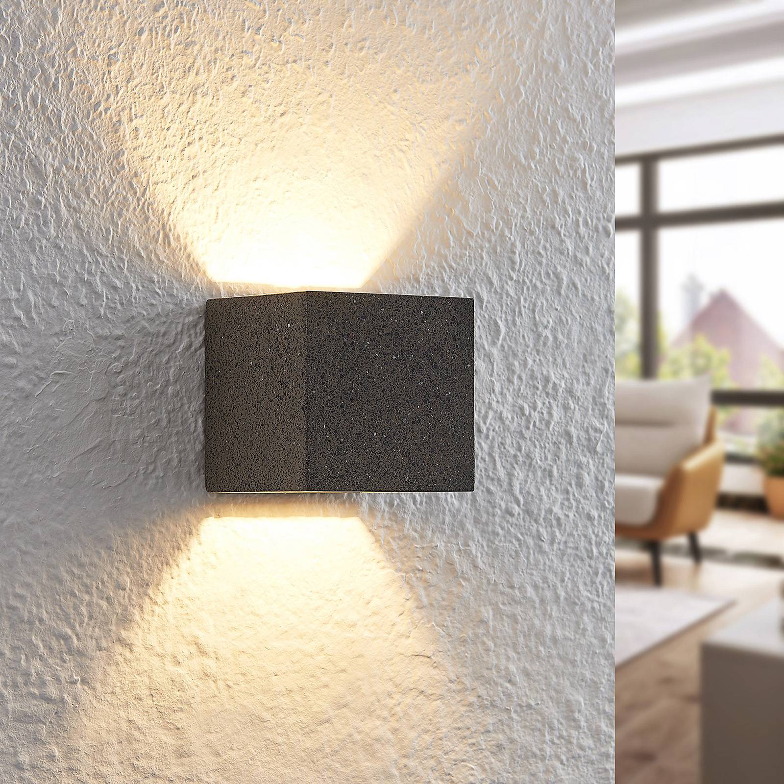 Lindby Quaso LED-Wandlampe, Beton schwarz-granit günstig online kaufen