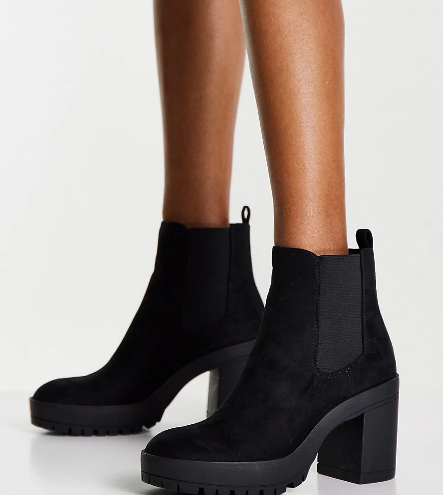 Miss Selfridge – Alexia – Mittelhohe Ankle-Boots in Schwarz, weite Passform günstig online kaufen