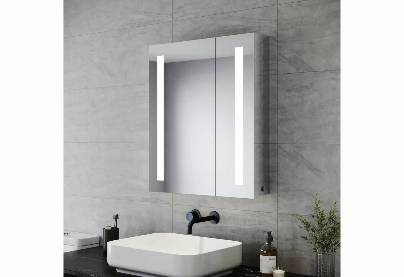 SONNI Badezimmerspiegelschrank spiegelschrank mit LED beleuchtung bad 60 cm günstig online kaufen