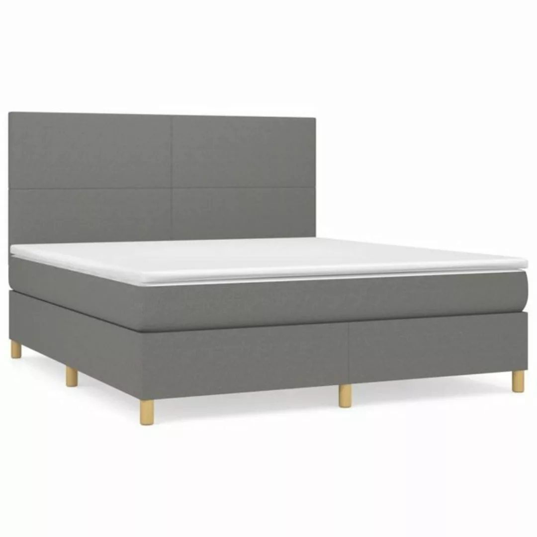 furnicato Bett Boxspringbett mit Matratze Dunkelgrau 160x200 cm Stoff günstig online kaufen